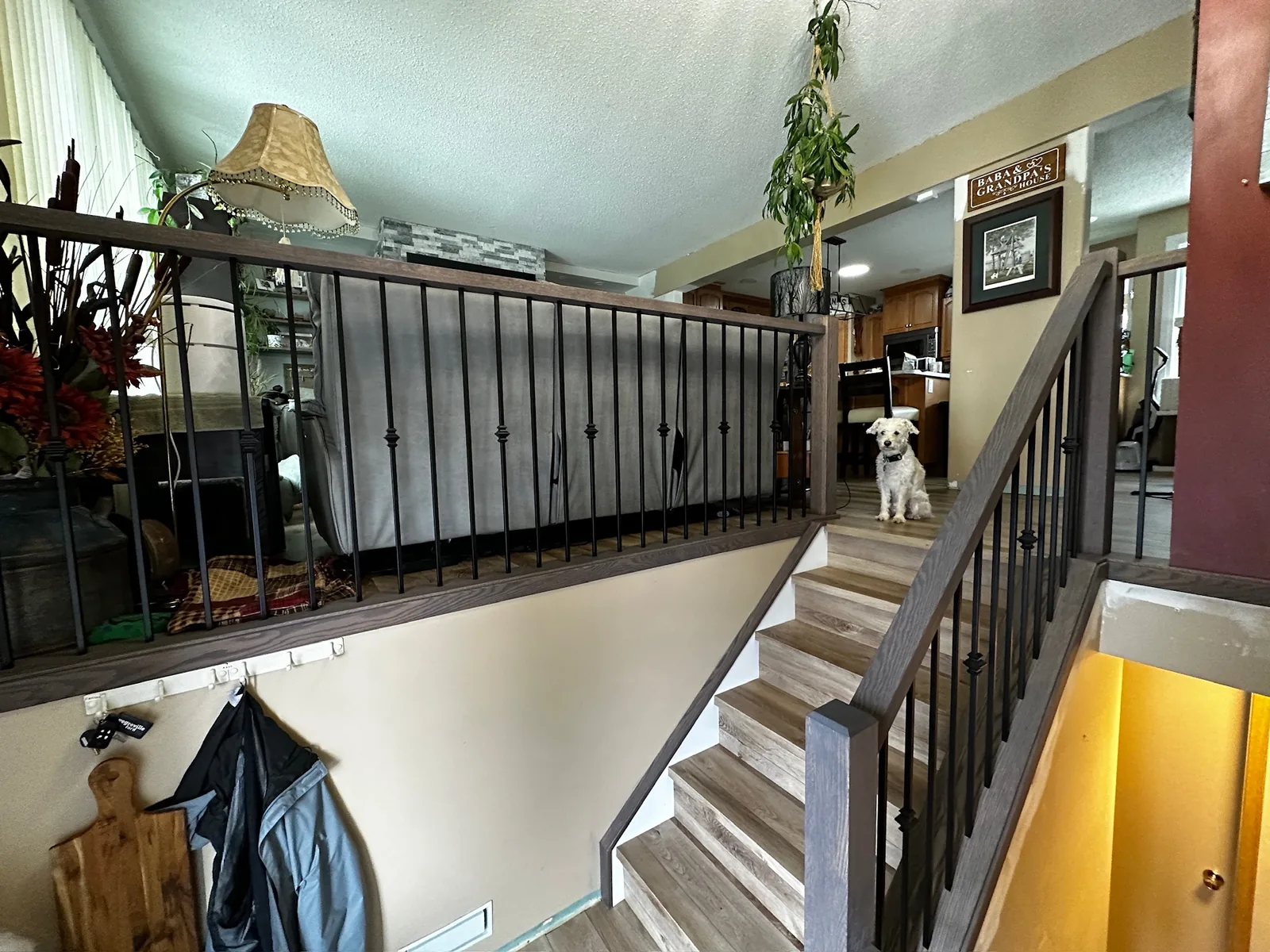Custom staircase and railing built by Ben's Carpentry in the Edmonton area