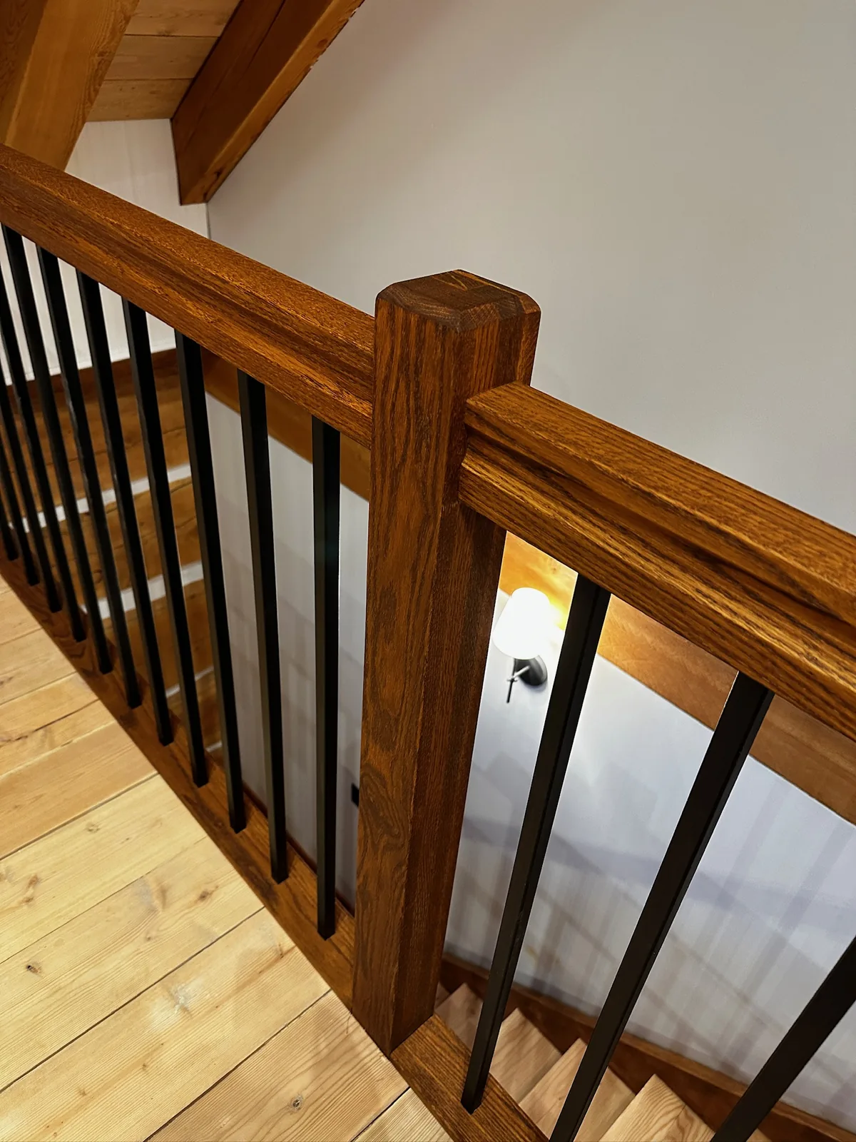 Custom staircase and railing built by Ben's Carpentry in the Edmonton area
